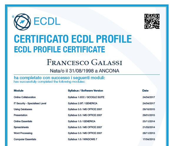 ECDL Certificate